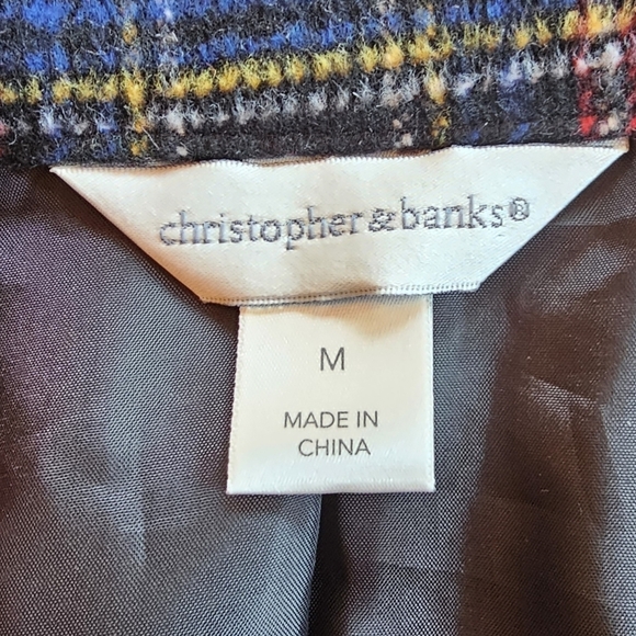 Christopher & Banks Women's Wool Blend Plaid Zip-Up Trucker Jacket Shacket - Picture 6 of 10